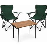 Trendinyeri 2 Sandalyeli Katlanır Kamp Masa Sandalye Seti 60X45 cm 3 Parça - 60 x 45 cm - Yeşil - Kahverengi