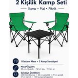 Trendinyeri 2 Sandalyeli Katlanır Kamp Seti 52 cm Masa ve Sandalye - Açık Yeşil