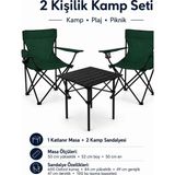 Trendinyeri 2 Sandalyeli Katlanır Kamp Seti 52 cm Masa ve Sandalye - Yeşil