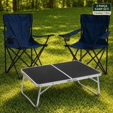 Trendinyeri 2 Sandalyeli Katlanır Kamp Seti 60X40 cm Masa ve Sandalye - 60 x 40 cm - Lacivert