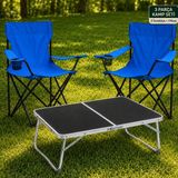 Trendinyeri 2 Sandalyeli Katlanır Kamp Seti 60X40 cm Masa ve Sandalye - 60 x 40 cm - Mavi