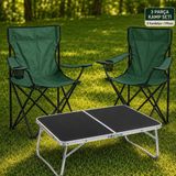 Trendinyeri 2 Sandalyeli Katlanır Kamp Seti 60X40 cm Masa ve Sandalye - 60 x 40 cm - Yeşil