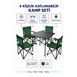 Trendinyeri 4 Kişilik Katlanır Kamp Masa Sandalye Seti – Piknik, Bahçe ve Plaj Kullanımına Uygun