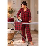 trendlina Pamuklu Düğmeli İkili Milan Pijama Takımı Ekose Desenli
