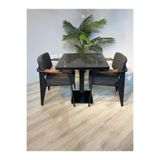 trendloom Cafe Masa Sandalye Siyah Mermer Desenli Mdf