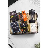 Trendmiya Alerya Dünya Kahveleri & Geometrik Detaylı Kupa & Siyah French Press Hediye Seti