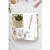 Trendmiya Beyaz Defter & Rose Tükenmez Kalem & Kupa & Canlı Sukulent Çiçek Hediye Seti