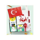 Trendmiya Çanta & Bayrak & Adel Sulu Boya & Kuru Boya & Balon & 4'lü Kurşun Kalem Hediye Seti