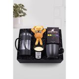 Trendmiya French Press-Siyah Kupa-Alerya Brazil Filtre Kahve-Papyonlu Ayıcık Anahtarlık-Bardak Mum Hediye Seti