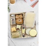 Trendmiya Gold Metal Mum & Buhurdanlık & Sabun & Teashop 2'Li Bitki Çayı & Krem & Duş Kesesi Hediye Seti