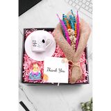 Trendmiya Happy Birthday Beyaz Fincan & Happy Birthday Kar Küresi & Kurutulmuş Çiçek Buketi Hediye Seti