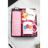 Trendmiya Happy Birthday Kupa & Peluş Kılıflı 600Ml Pembe Renk Cam Matara & Mini Yıldız Led Işık Hediye Seti