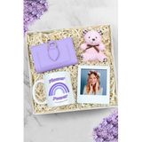 Trendmiya Kupa & İnstagram Çerçeve & Pembe Ayıcık Anahtarlık & Mor Yumuşak Deri Kartlık Cüzdan Hediye Seti
