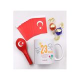 Trendmiya Kupa & Türk Bayrağı & Balon & Kupa & Lavi Çikolata 23 Nisan Hediye Seti