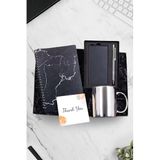 Trendmiya Mermer Desenli Defter & Siyah Powerbank & Metalik Tükenmez Kalem & Gümüş Kupa Hediye Seti