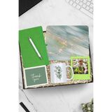 Trendmiya Mouse Pad & Gümüş Renk Detaylı Beyaz Tükenmez Kalem & Yeşil Defter & Kupa & Çerçeve Hediye Seti