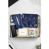 Trendmiya Mouse Pad & Lacivert Defter & Beyaz Tükenmez Kalem & Kupa & Özel Deri Siyah Su Matarası Hediye Seti