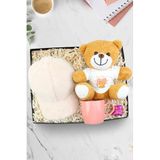 Trendmiya Pembe Kupa & Peluş Şapka & Tasarımlı Peluş Ayıcık Hediye Seti