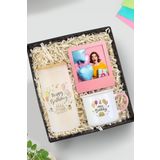Trendmiya Pipetli Buzlu Cam Bardak & Pembe İnstagram Çerçeve & Pembe Renk Detaylı Vintage Kupa Hediye Seti