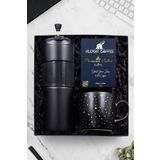 Trendmiya Siyah French Press Çelik Termos Yıldız Desenli Kupa & Premium Filtre Kahve Hediye Seti