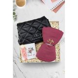 Trendmiya Siyah Renk Kadın Çanta & Mürdüm Şal & Makrome Anahtarlık Hediye Seti