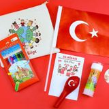 Trendmiya Türk Bayrağı & Balon & Bez El Çantası & Faber-Castell 12'Li Boya Kalemi & Köpük Baloncuk Hediye Seti