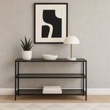 Trendmiz Aura Füme Camlı Siyah Metal Dresuar, Konsol, Tv Altı Ünitesi 100X60X33 cm