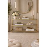 Trendmiz Aura şeffaf Camlı Gold Metal Dresuar, konsol, tv altı ünitesi 100x60x33 cm