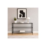 Trendmiz Aura Şeffaf Camlı Siyah Metal Dresuar, Konsol, Tv Altı Ünitesi 100X60X33 cm