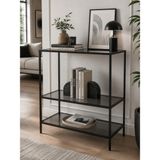Trendmiz Ay 3 Raflı Siyah Metal Füme Cam Dresuar / Dekoratif Konsol – 85X70X33 cm