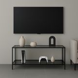 Trendmiz Frame Füme Camlı Metal Dekoratif Konsol, Tv Ünitesi 100X60X33 cm - Siyah