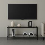 Trendmiz Frame Şeffaf Camlı Metal Dekoratif Konsol, Tv Ünitesi 100X60X33 cm - Siyah