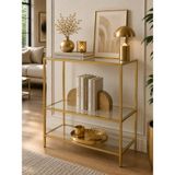 Trendmiz Güneş 3 Raflı Gold Metal Cam Dresuar / Dekoratif Konsol – 85X70X33 cm