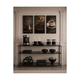 Trendmiz Lucky Modern 3 Raflı Cam Dresuar - kahve köşesi – Siyah Metal Gövde | 100x85x33 cm