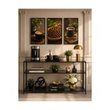 Trendmiz Lucky Modern 3 Raflı Cam Dresuar - kahve köşesi – Siyah Metal Gövde | 100x85x33 cm
