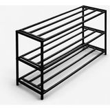 Trendmiz Modern Loft Metal Ayakkabılık 3 Katlı Metal Siyah Raflı Ayakkabı Düzenleyici Antre Hol Organizer