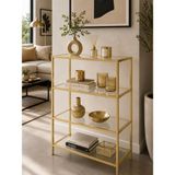 Trendmiz rüya Gold 4 Katlı Gold Metal Dresuar – Şeffaf Temperli Cam Dekoratif RAF/85X70X33