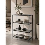 Trendmiz rüya Siyah 4 Katlı Metal Füme Cam Dresuar / Dekoratif Raf Ünitesi / 85 x 70 x 33
