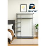Trendmiz Student Bez Dolap | Metal Iskeletli Kumaş Gardırop | Toz Geçirmez Fermuarlı Hurç Dolap - Gri