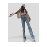 TRENDNATUREL Alice 90's Orta Mavi Kar Yıkama Mavi Likralı Süper Extra Yüksek Bel Palazzo Salaş Jean Pantolon