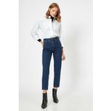 TRENDNATUREL Carmella Koyu Mavi Likralı Mom Jean Pantolon