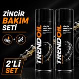 Trendoil Motosiklet Zincir Bakım Seti – Zincir Yağlama Spreyi 500 ml + Zincir Temizleme Spreyi 500 ml 2'li Set