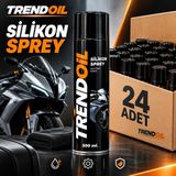 Trendoil Silikon Sprey 500 ml – Motosiklet Plastik Kauçuk Metal Yüzey Bakım ve Parlatıcı Sprey 24'lü Paket