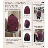 Trendol Fashion Life Okul Çantası – 3 Bölmeli Geniş Hacimli, Ayarlanabilir Omuz Askılı Sırt Çantası - 01-Bordo