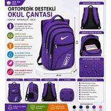 Trendol Fashion Life Ortopedik Okul Çantası 3 Bölmeli Ergonomik Sırt Destekli Geniş Hacimli Çocuk Sırt Çantası - Eflatun