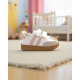 Trendova Unisex Rahat Tabanlı Hafif Esnek Ortopedik Cırtlı Günlük Çocuk Sneaker Spor Ayakkabı - Beyaz-Pudra - Beyaz - Pudra