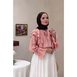 Trendparis Inci Detaylı Fırfırlı Gömlek Pembe - 36