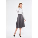 Trendparis Midi Boy Süet Kiloş Etek - Gri - 40