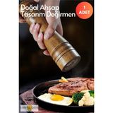 Trendpoint 1adet 22cm Baharat Öğütücü Premium Doğal Ahşap Değirmen Karabiber Tuz Kahve Tuz&biberlik