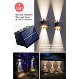 Trendpoint 1adet Solar Çift Taraflı 4ledli Aplik Sarı Işık Duvar Lamba Bahçe Aydınlatma Güneşle Şarj